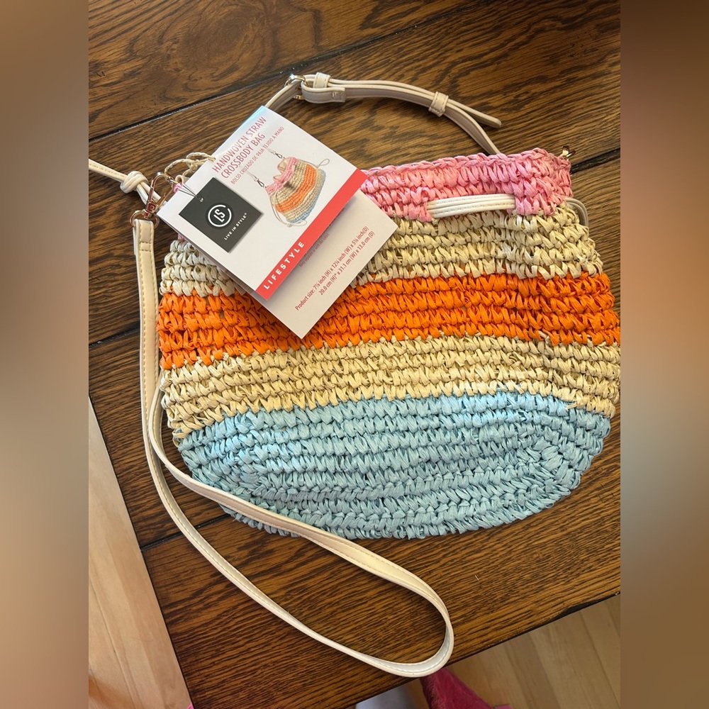 NEW Handwoven Straw Crossbody Bag